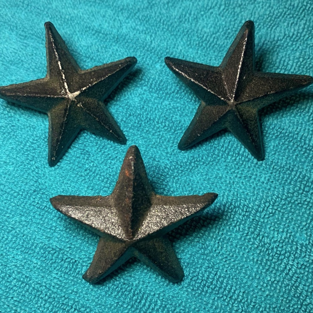 Set of Three Black Cast Iron Star Nail Tack